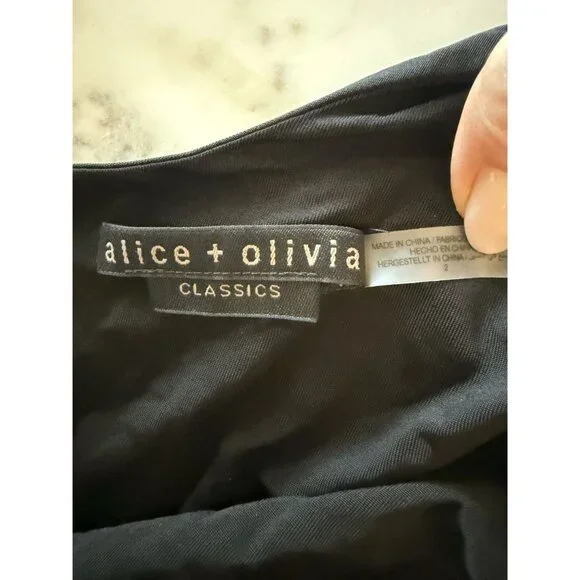 Alice + Olivia Chara Long Sleeve Minidress Faux Leather Black Size 2 $395 [jb] - Picture 10 of 10